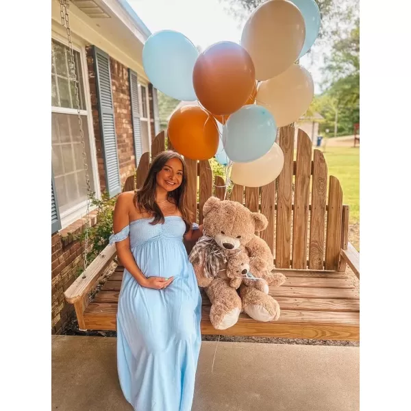 Happy Sailed Women's 2023 Summer Smocked Off The Shoulder Maxi Dresses Ruffle Short Sleeve A Line Side Slit Sundress