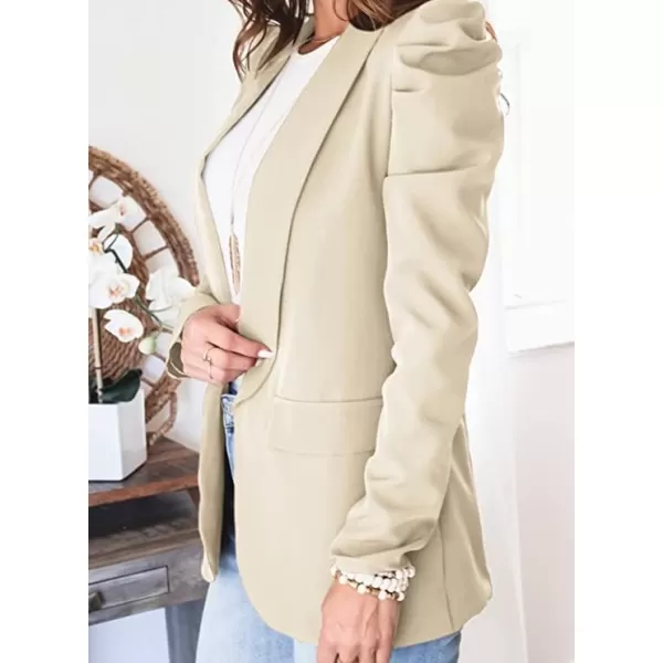 Happy Sailed Womens Blazer 2023 Open Front Puff Sleeve Office Blazers Bussiness Casual Jackets Work Suit with Pockets