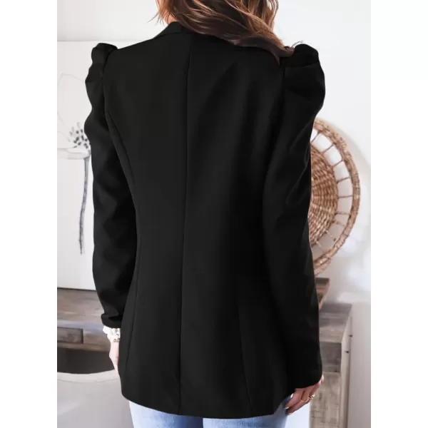 Happy Sailed Womens Blazer 2023 Open Front Puff Sleeve Office Blazers Bussiness Casual Jackets Work Suit with Pockets