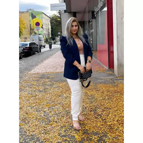 Happy Sailed Womens Blazer 2023 Open Front Puff Sleeve Office Blazers Bussiness Casual Jackets Work Suit with Pockets