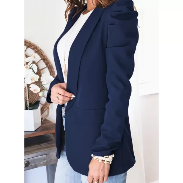 Happy Sailed Womens Blazer 2023 Open Front Puff Sleeve Office Blazers Bussiness Casual Jackets Work Suit with Pockets