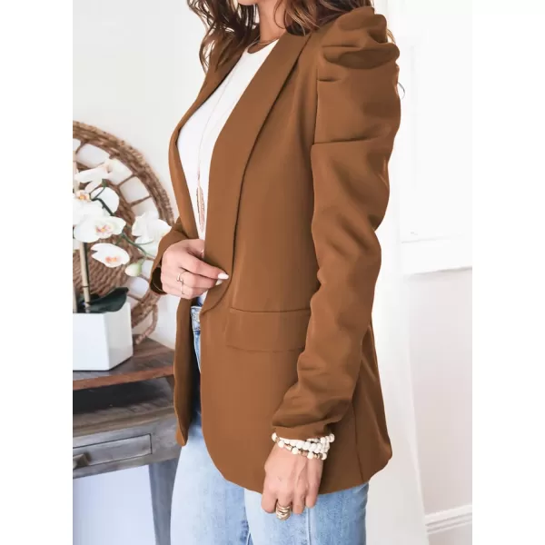 Happy Sailed Womens Blazer 2023 Open Front Puff Sleeve Office Blazers Bussiness Casual Jackets Work Suit with Pockets