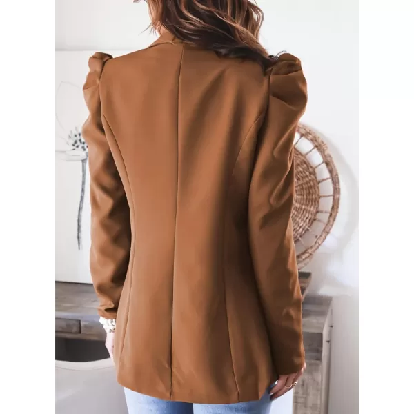 Happy Sailed Womens Blazer 2023 Open Front Puff Sleeve Office Blazers Bussiness Casual Jackets Work Suit with Pockets