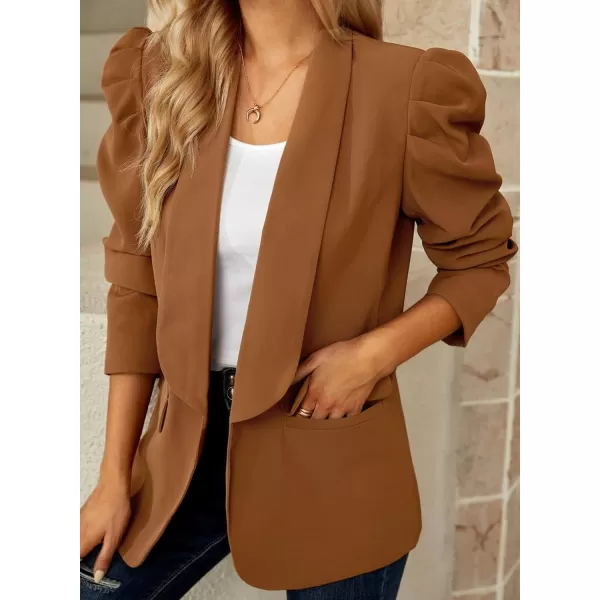 Happy Sailed Womens Blazer 2023 Open Front Puff Sleeve Office Blazers Bussiness Casual Jackets Work Suit with Pockets