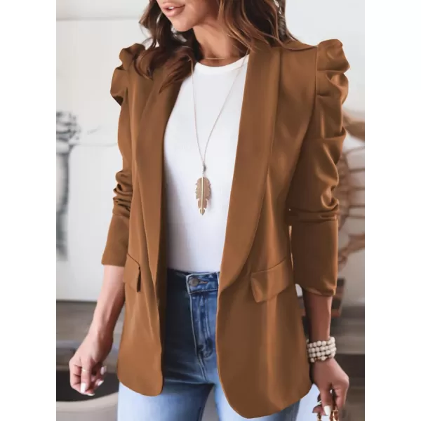 Happy Sailed Womens Blazer 2023 Open Front Puff Sleeve Office Blazers Bussiness Casual Jackets Work Suit with Pockets