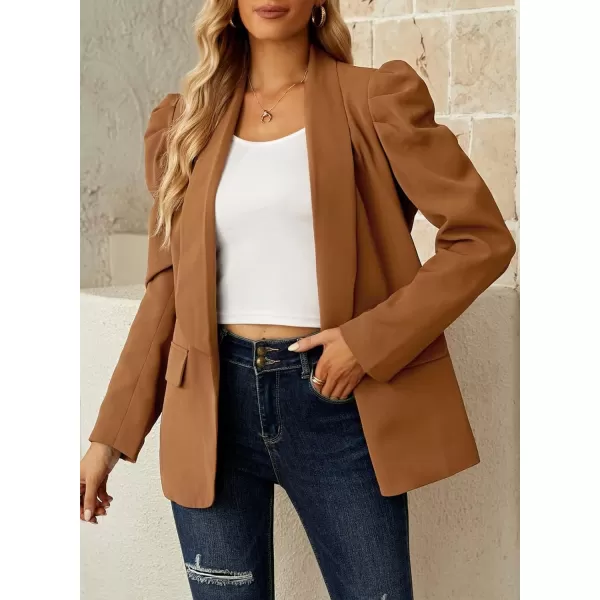 Happy Sailed Womens Blazer 2023 Open Front Puff Sleeve Office Blazers Bussiness Casual Jackets Work Suit with Pockets