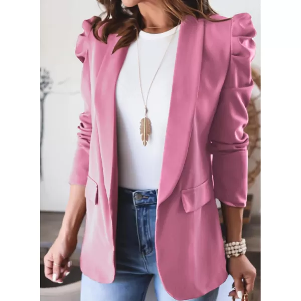 Happy Sailed Womens Blazer 2023 Open Front Puff Sleeve Office Blazers Bussiness Casual Jackets Work Suit with Pockets