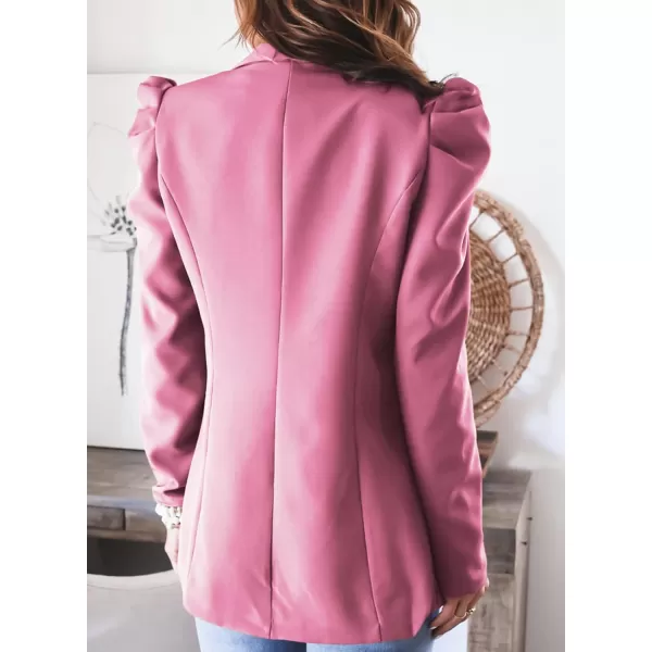 Happy Sailed Womens Blazer 2023 Open Front Puff Sleeve Office Blazers Bussiness Casual Jackets Work Suit with Pockets