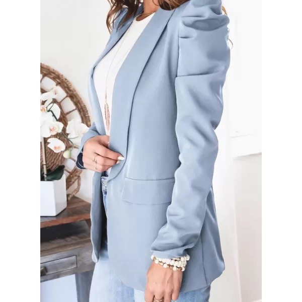 Happy Sailed Womens Blazer 2023 Open Front Puff Sleeve Office Blazers Bussiness Casual Jackets Work Suit with Pockets