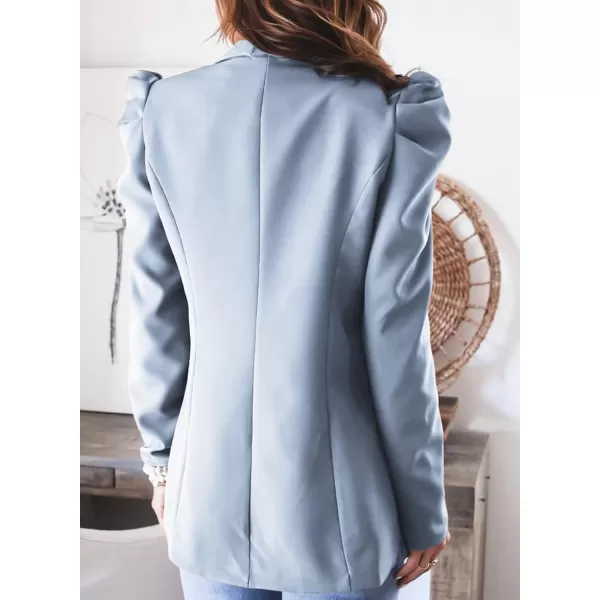 Happy Sailed Womens Blazer 2023 Open Front Puff Sleeve Office Blazers Bussiness Casual Jackets Work Suit with Pockets