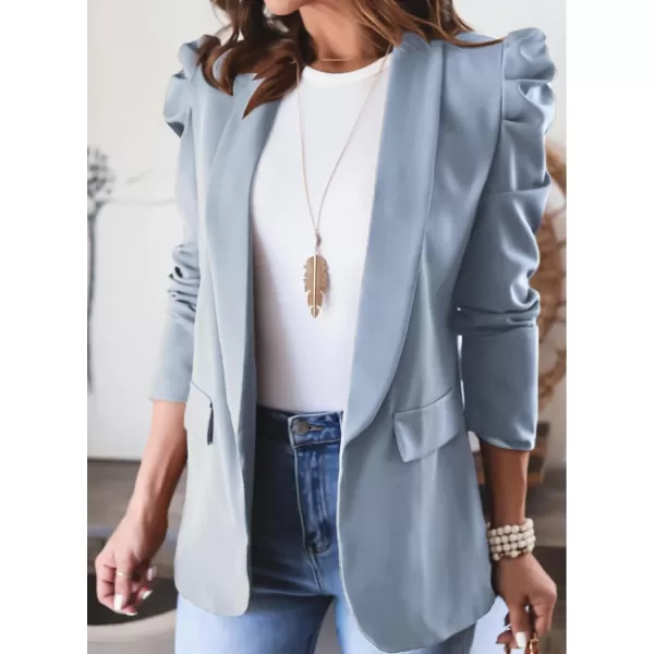 Happy Sailed Womens Blazer 2023 Open Front Puff Sleeve Office Blazers Bussiness Casual Jackets Work Suit with Pockets