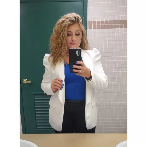 Happy Sailed Womens Blazer 2023 Open Front Puff Sleeve Office Blazers Bussiness Casual Jackets Work Suit with Pockets