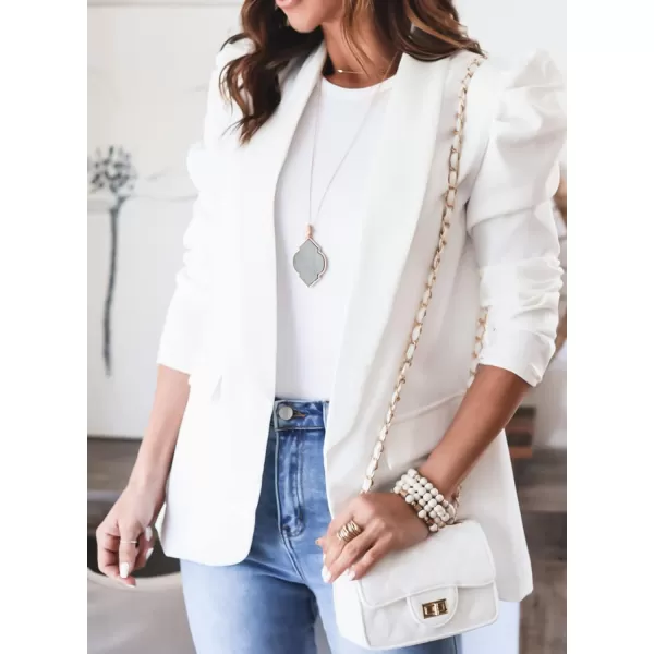 Happy Sailed Womens Blazer 2023 Open Front Puff Sleeve Office Blazers Bussiness Casual Jackets Work Suit with Pockets