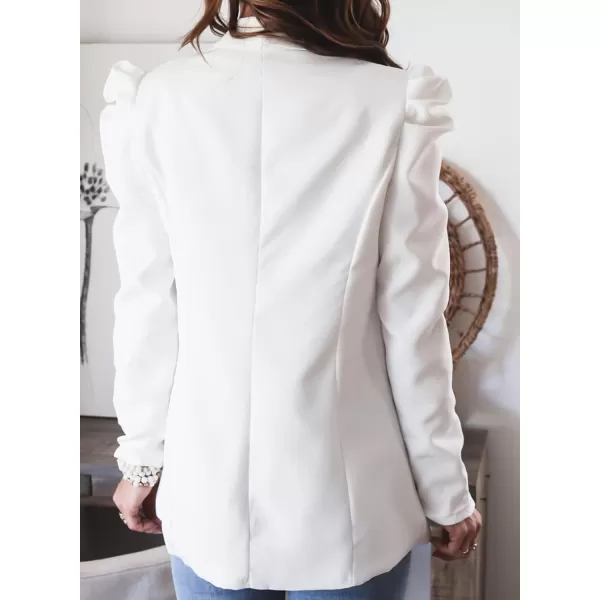Happy Sailed Womens Blazer 2023 Open Front Puff Sleeve Office Blazers Bussiness Casual Jackets Work Suit with Pockets