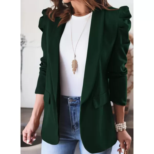Happy Sailed Womens Blazer 2023 Open Front Puff Sleeve Office Blazers Bussiness Casual Jackets Work Suit with Pockets