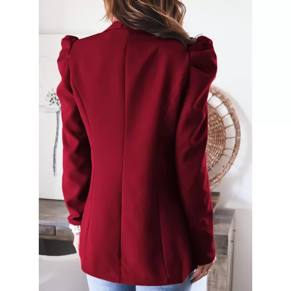 Happy Sailed Womens Blazer 2023 Open Front Puff Sleeve Office Blazers Bussiness Casual Jackets Work Suit with Pockets