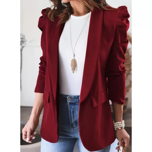 Happy Sailed Womens Blazer 2023 Open Front Puff Sleeve Office Blazers Bussiness Casual Jackets Work Suit with Pockets