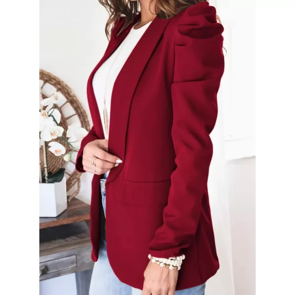 Happy Sailed Womens Blazer 2023 Open Front Puff Sleeve Office Blazers Bussiness Casual Jackets Work Suit with Pockets
