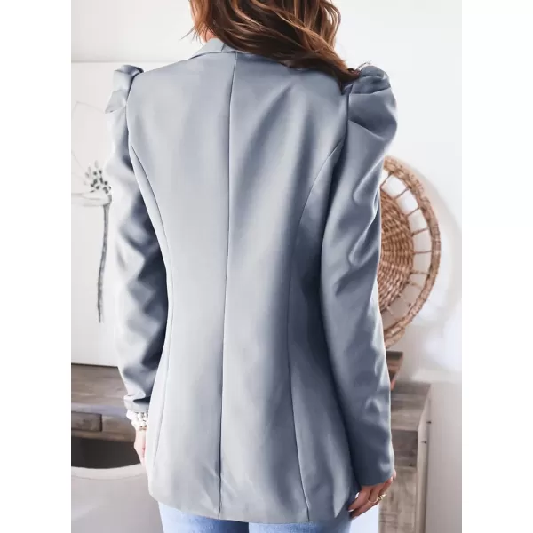 Happy Sailed Womens Blazer 2023 Open Front Puff Sleeve Office Blazers Bussiness Casual Jackets Work Suit with Pockets