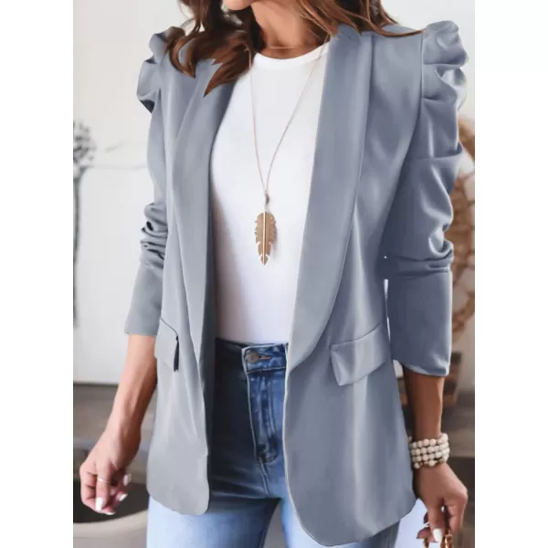 Happy Sailed Womens Blazer 2023 Open Front Puff Sleeve Office Blazers Bussiness Casual Jackets Work Suit with Pockets