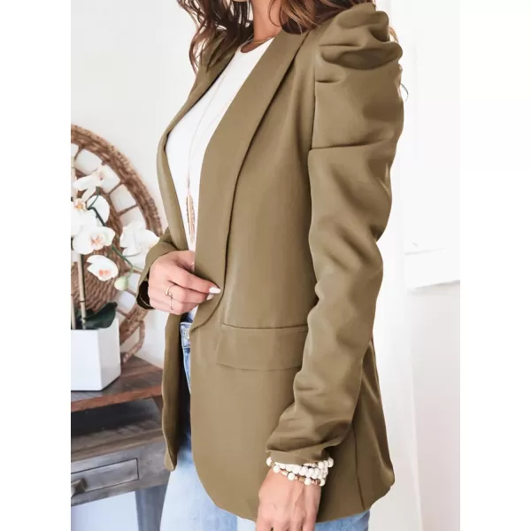Happy Sailed Womens Blazer 2023 Open Front Puff Sleeve Office Blazers Bussiness Casual Jackets Work Suit with Pockets