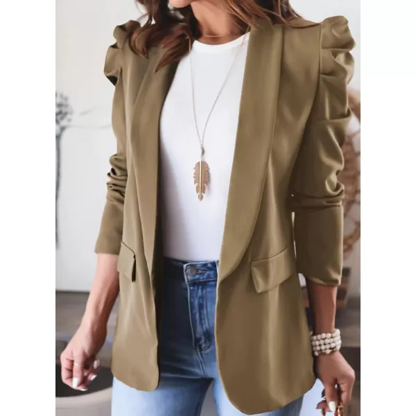 Happy Sailed Womens Blazer 2023 Open Front Puff Sleeve Office Blazers Bussiness Casual Jackets Work Suit with Pockets