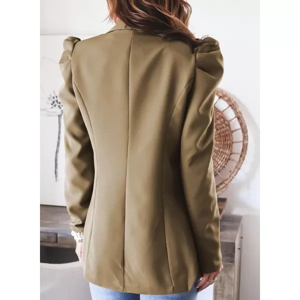 Happy Sailed Womens Blazer 2023 Open Front Puff Sleeve Office Blazers Bussiness Casual Jackets Work Suit with Pockets