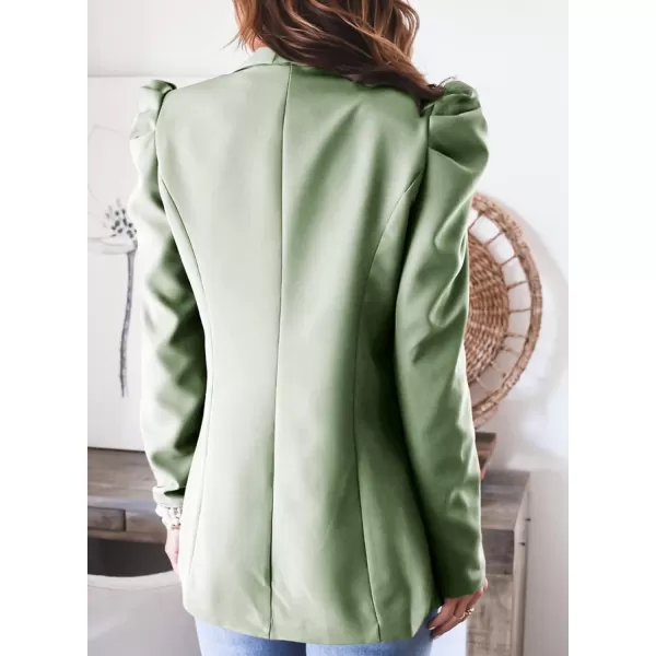 Happy Sailed Womens Blazer 2023 Open Front Puff Sleeve Office Blazers Bussiness Casual Jackets Work Suit with Pockets
