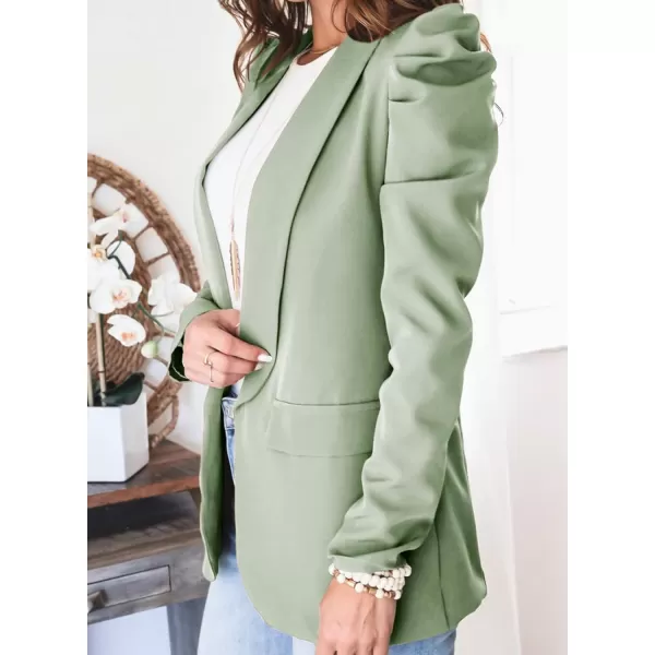 Happy Sailed Womens Blazer 2023 Open Front Puff Sleeve Office Blazers Bussiness Casual Jackets Work Suit with Pockets