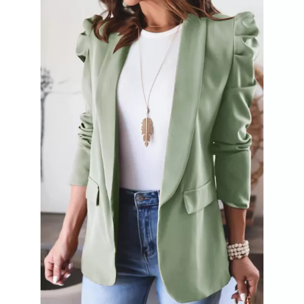 Happy Sailed Womens Blazer 2023 Open Front Puff Sleeve Office Blazers Bussiness Casual Jackets Work Suit with Pockets