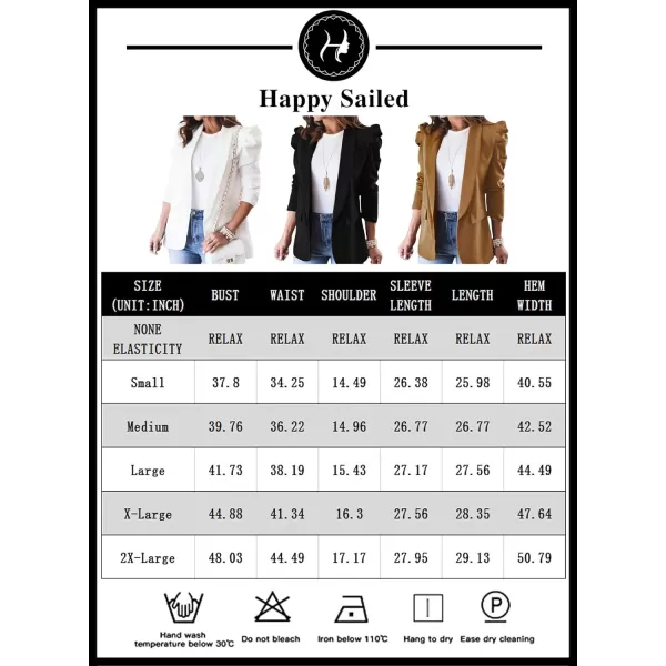 Happy Sailed Womens Blazer 2023 Open Front Puff Sleeve Office Blazers Bussiness Casual Jackets Work Suit with Pockets