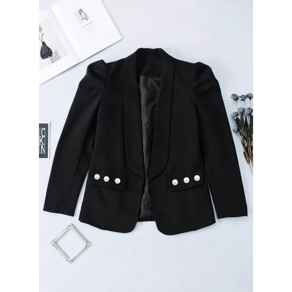 Happy Sailed Womens Blazer 2023 Open Front Puff Sleeve Office Blazers Bussiness Casual Jackets Work Suit with Pockets