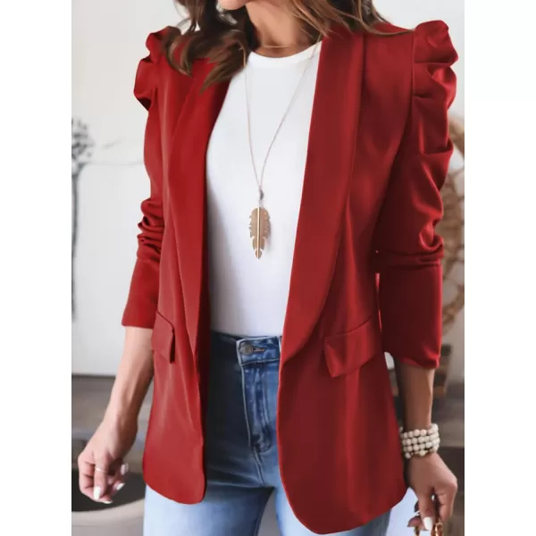 Happy Sailed Womens Blazer 2023 Open Front Puff Sleeve Office Blazers Bussiness Casual Jackets Work Suit with Pockets