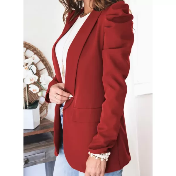 Happy Sailed Womens Blazer 2023 Open Front Puff Sleeve Office Blazers Bussiness Casual Jackets Work Suit with Pockets