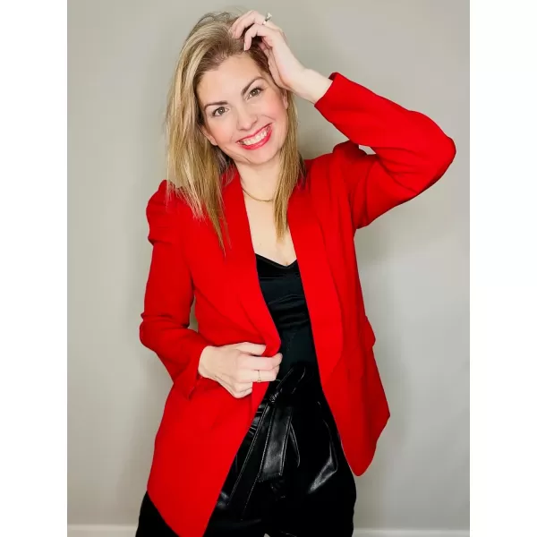 Happy Sailed Womens Blazer 2023 Open Front Puff Sleeve Office Blazers Bussiness Casual Jackets Work Suit with Pockets