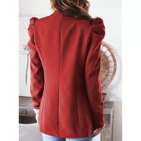 Happy Sailed Womens Blazer 2023 Open Front Puff Sleeve Office Blazers Bussiness Casual Jackets Work Suit with Pockets
