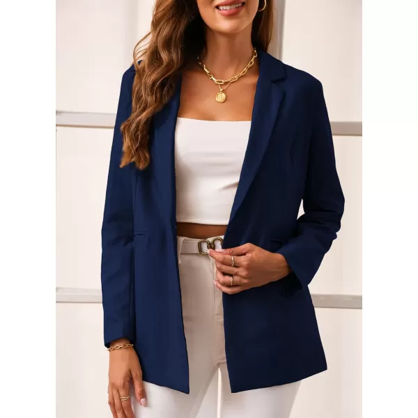 Happy Sailed Womens Blazer Fall Fashion Long Sleeve Lapel Collar Button Linen Jackets Business Casual Clothes for Women