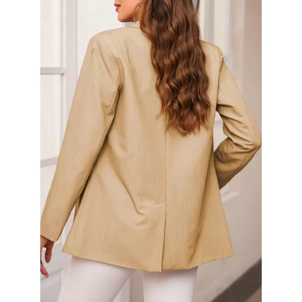 Happy Sailed Womens Blazer Fall Fashion Long Sleeve Lapel Collar Button Linen Jackets Business Casual Clothes for Women