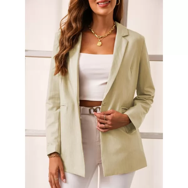 Happy Sailed Womens Blazer Fall Fashion Long Sleeve Lapel Collar Button Linen Jackets Business Casual Clothes for Women