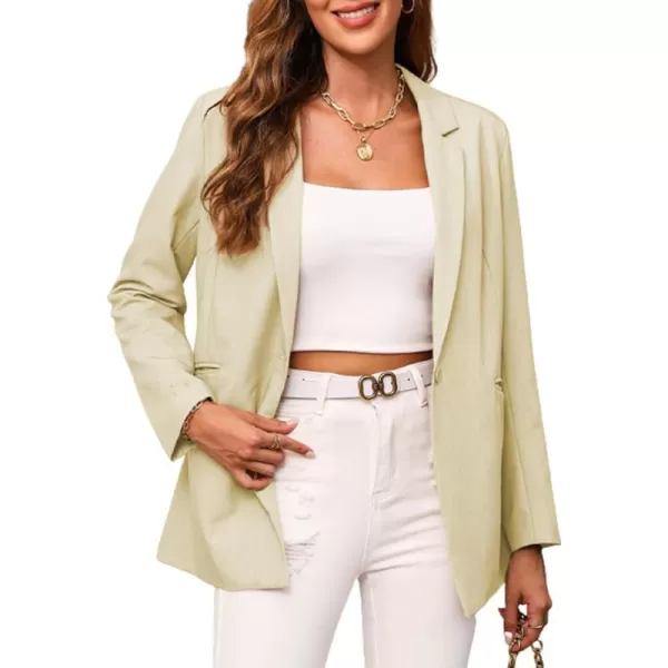 Happy Sailed Womens Blazer Fall Fashion Long Sleeve Lapel Collar Button Linen Jackets Business Casual Clothes for Women