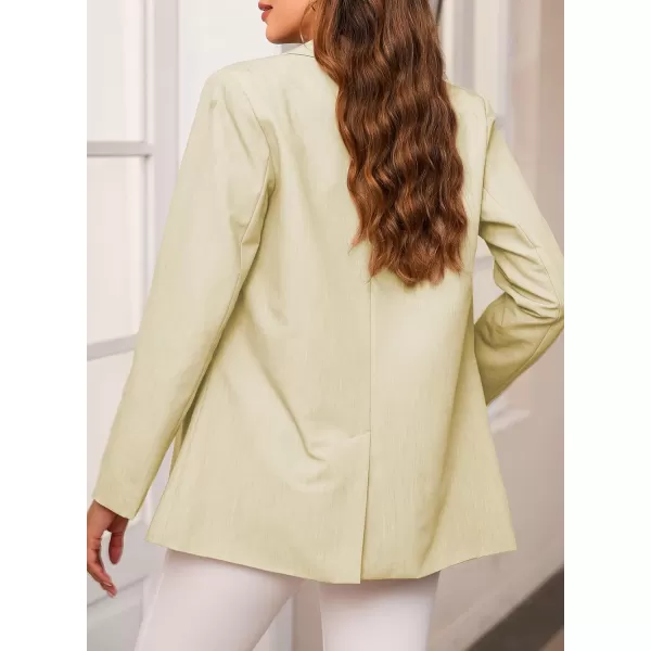Happy Sailed Womens Blazer Fall Fashion Long Sleeve Lapel Collar Button Linen Jackets Business Casual Clothes for Women