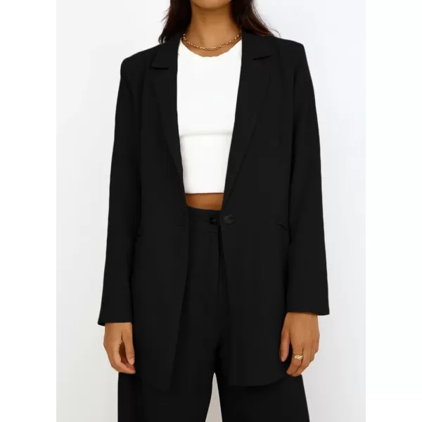 Happy Sailed Womens Blazer Fall Fashion Long Sleeve Lapel Collar Button Linen Jackets Business Casual Clothes for Women