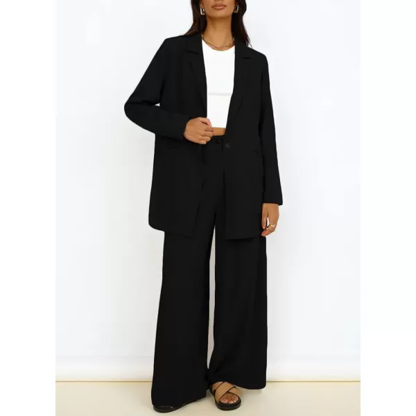 Happy Sailed Womens Blazer Fall Fashion Long Sleeve Lapel Collar Button Linen Jackets Business Casual Clothes for Women