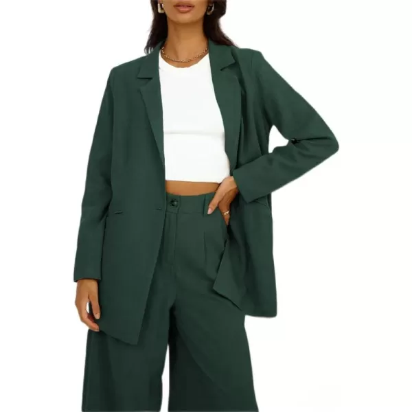 Happy Sailed Womens Blazer Fall Fashion Long Sleeve Lapel Collar Button Linen Jackets Business Casual Clothes for Women