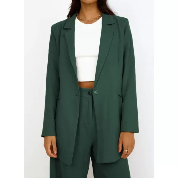 Happy Sailed Womens Blazer Fall Fashion Long Sleeve Lapel Collar Button Linen Jackets Business Casual Clothes for Women