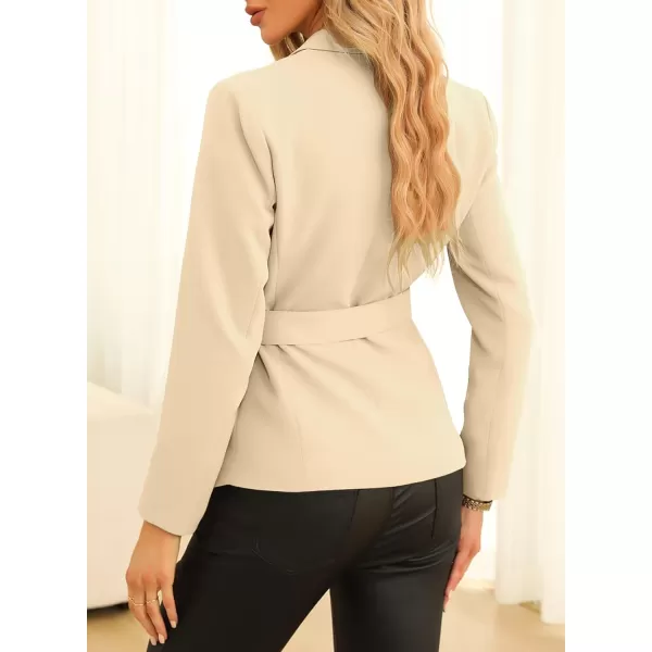 Happy Sailed Women's Casual Long Sleeve Asymmetric Pleated Hem Office Lapel Blazers with Belt