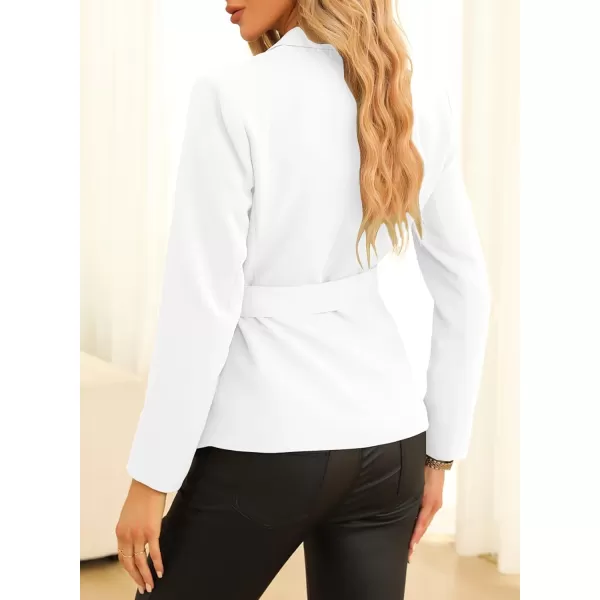 Happy Sailed Women's Casual Long Sleeve Asymmetric Pleated Hem Office Lapel Blazers with Belt