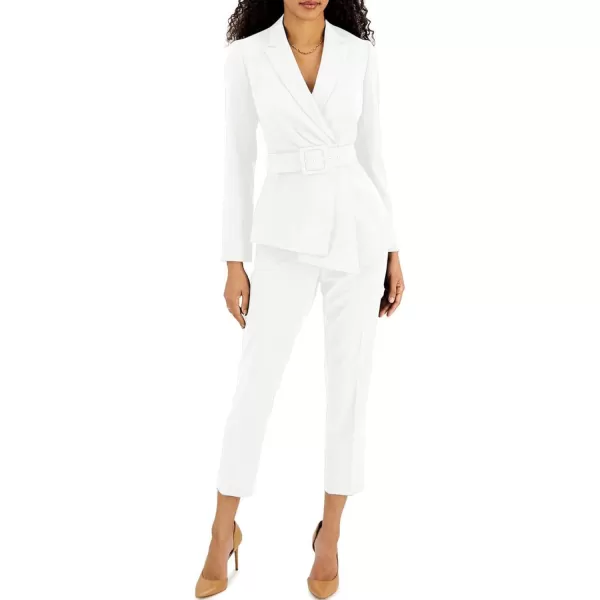 Happy Sailed Women's Casual Long Sleeve Asymmetric Pleated Hem Office Lapel Blazers with Belt