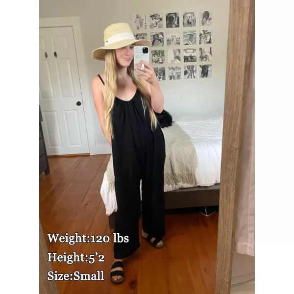 Happy Sailed Women's Casual Sleeveless Front Button Loose Jumpsuits Stretchy Long Pants Romper with Pockets