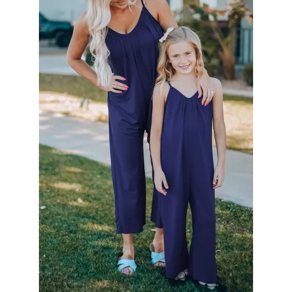 Happy Sailed Women's Casual Sleeveless Front Button Loose Jumpsuits Stretchy Long Pants Romper with Pockets